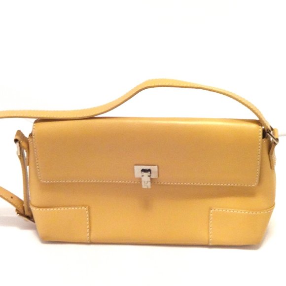 LAMBERSTON TRUEX-BEIGE LEATHER SHOULDER BAG-NEW WI